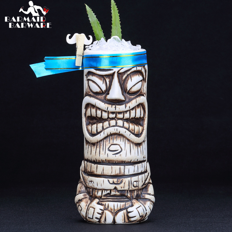 Wine Beer Coffee - Taza Tiki de cerámica de 600ml,