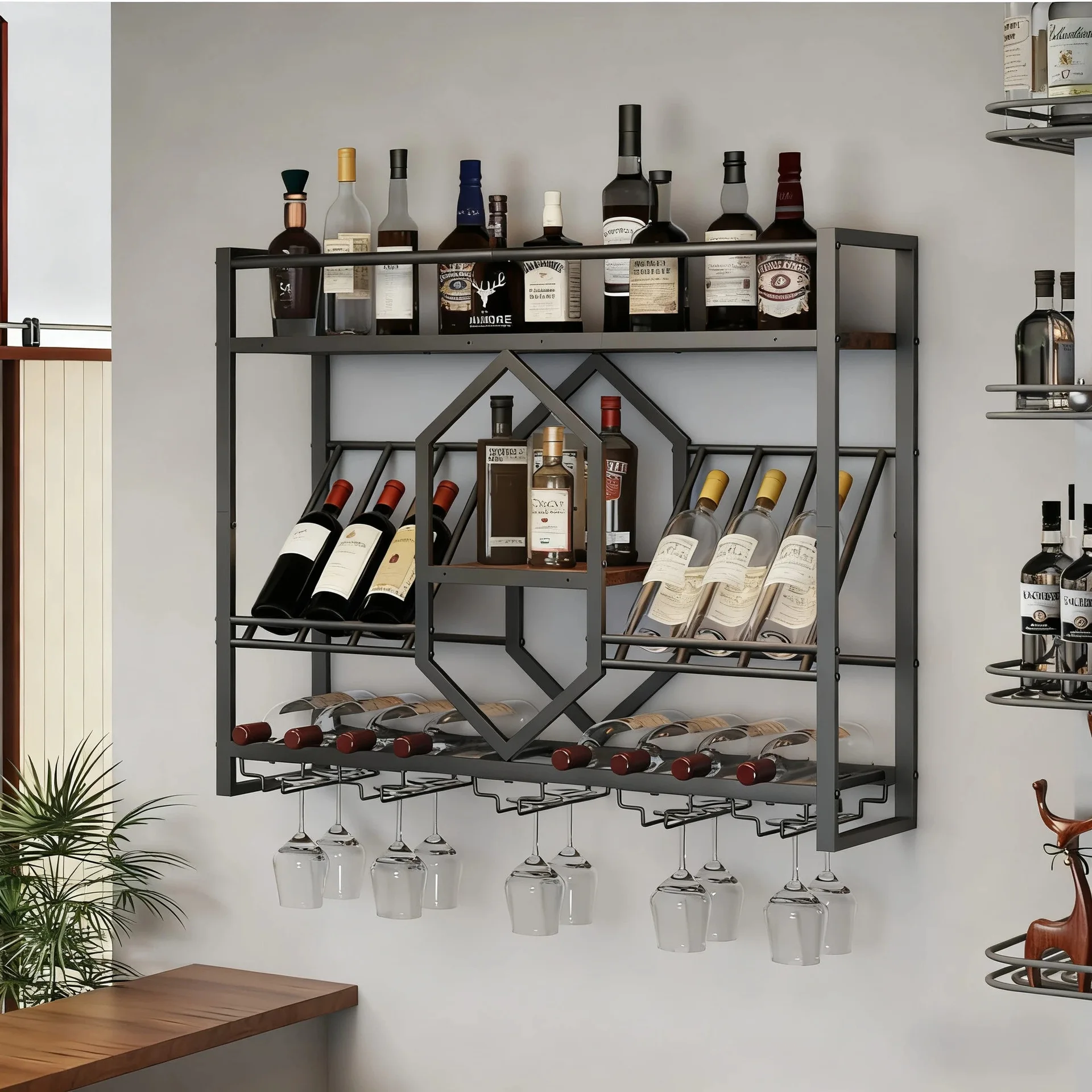 Estante para vino de hierro fo - Wine Rack Wall Mount reseña y precio
